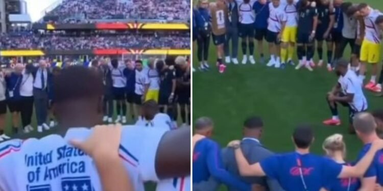 Jogadores dos EUA fazem círculo de oração após eliminação da Copa do Mundo