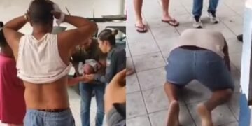 Pai ora de joelhos enquanto bebê é salvo de engasgo: “Deus ouviu nossas orações”