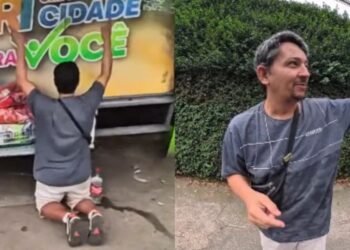Ambulante inspira ao orar em ponto de ônibus: ‘Orei pra não faltar emprego pro povo’