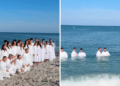 Igreja de origem eslava batiza dezenas de membros em praia da Flórida