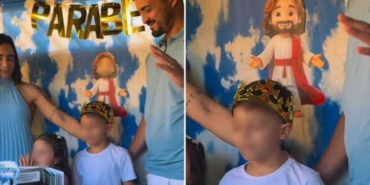 Menino celebra 7 anos com tema de Jesus e emociona ao orar: “Esse aniversário é para Você”