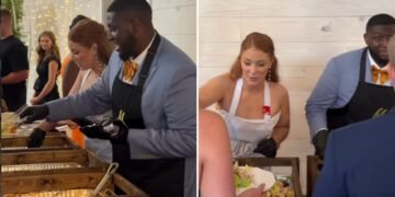 Inspirados por Jesus, noivos servem jantar aos convidados em casamento
