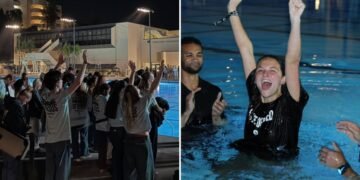 Centenas de jovens aceitam Jesus e são batizados em piscina de universidade nos EUA