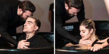 MC Guimê e noiva são batizados em igreja evangélica