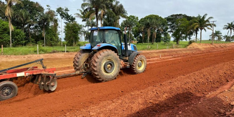 Serviços de terraplanagem são executados pelo governo de RO na RO-494, em Primavera de Rondônia