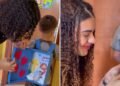 Menino evangeliza na escola com mochila de Jesus